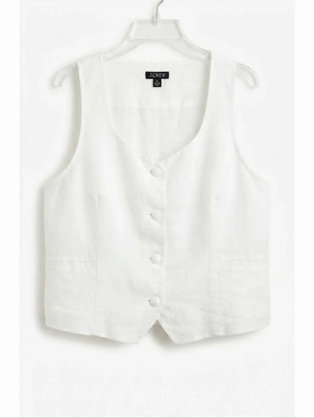 J. Crew White Linen Square-Neck Button Front Tank Size 24